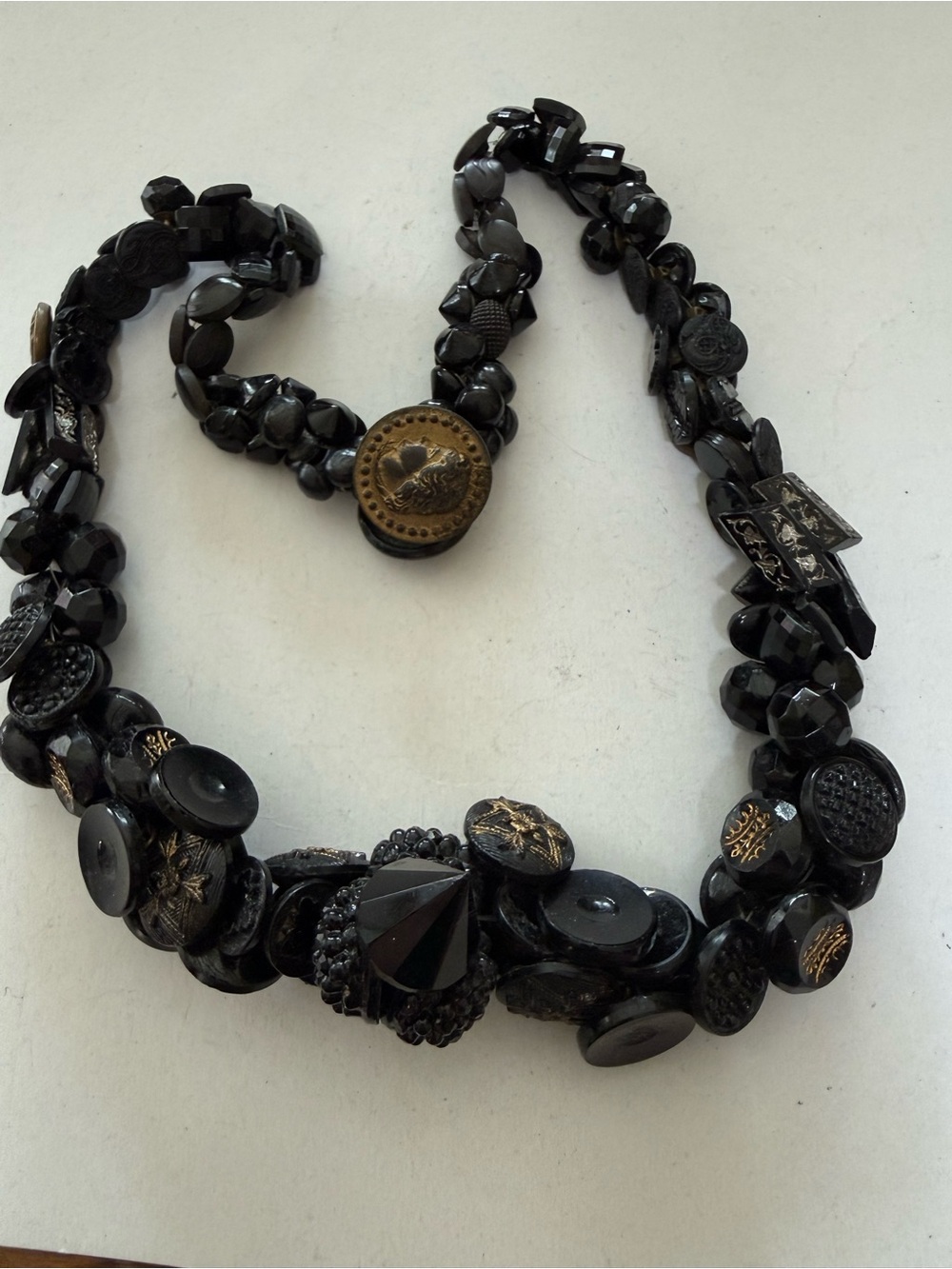 Necklace Made Up of Vintage Black BUTTONS